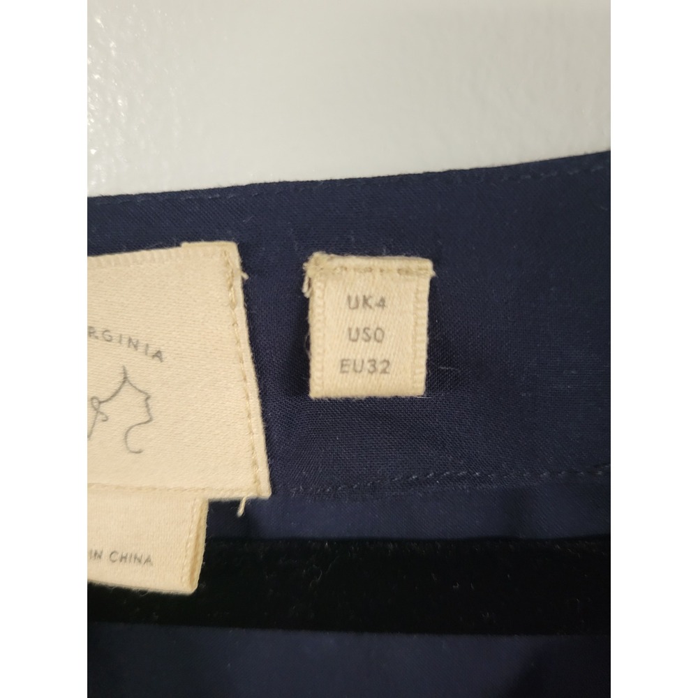 Vanessa Virginia Anthropologie Navy Blue Button Down Hi-Lo Blouse Top US 0 - Picture 6 of 10